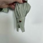 Anthropologie Mint Green Satin Ruched Smocked Blouson Long Sleeve Blouse XS Photo 3