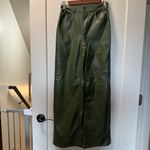 Urban Outfitters Faux Leather Wide Leg Green Pant Olive Army Hunter High Waist Photo 2