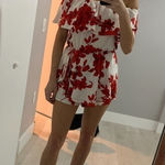 Privy New Vici  White and Red Silk Romper Dress Photo 0
