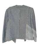 Chico's Chico’s Tweed Fringe Blazer Jacket Blue Wool Blend Textured Open Front Office 14 Photo 5