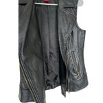Christina Black Sleeveless Leather Vest with Wide Collar and Asymmetrical Zipper Size M Photo 7