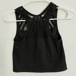EXPRESS One Eleven Charcoal Gray Cutout Mesh Crop Tank Top Size Large Photo 3