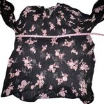 City Chic  Black  Floral Budding Romance Long Sleeve Hi Low  Top Size L/20 ( 3X ) Photo 7