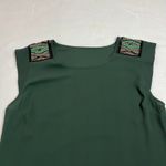 Women's Crewneck Cap Sleeve Beaded Shoulder Blouse Size Medium Festival Party Green Photo 2