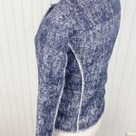 Ecru Blue Printed Fringe Trim Tweed Jacket Zip Blazer Women's Size XS Photo 4