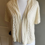 Crochet Knit Cardigan Top, Open Front, Short Sleeve, Cottagecore Style Size L Photo 0
