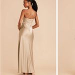 Birdy Grey Like New One Shoulder Matte Champagne Gold Long Formal Gown Bridesmaid Dress Photo 1