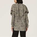 Rosetta Getty Paisley Asymmetrical Dress Tie Sleeves Scarf Top Gray Size 2 Photo 2