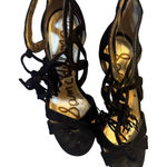 Sam Edelman  Black Suede Tassel Lace Up Heels Party Evening Stiletto Shoes siz 6 Photo 0