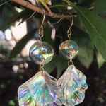 Boutique Korean Vintage Mermaid Bubbles Shell Clear Drop Earrings Photo 1