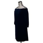 Vince Camuto  Blue Velvet Off-Shoulder Mini Dress S Goth Witchy Vampy Boho Photo 2