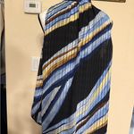 White House | Black Market WHBM Sleeveless Lined Tie Front Top XL Pleated Striped  Chic Halter Neck Blouse Photo 2