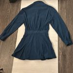 Cider  Dark Teal Solid Collar Mini Dress XS NEW Fall Academia Classic Preppy Boho Photo 1