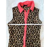 Ali & Kris Button Down Sleeveless Leopard Animal Print Sheer Blouse Size Small Photo 7