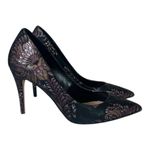 ALDO Stiletto 4” High Heels Black Purple Silver Metallic Floral Women’s Size 7M Photo 3