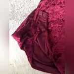 No Boundaries Bodysuit V-Neck w Crisscross Bodice, Long Sleeves, Velvet Burgundy, Sz Large Photo 9
