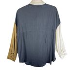 MIOU MUSE Mustard Black Cream Color Block Collared Light Button Up Blouse Size M Size M Photo 3