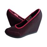 Puma Vintage Black Pink Tech Fabric Wedges Size 8.5 Photo 0