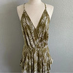 Madison Palm Tree Print dress Size Large Vacation‎ Beach Pockets Green Photo 1