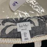 Nicole Miller  Linen Off Shoulder Black White Abstract Print Top Size Small Photo 5