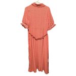 Max Studio  Women's‎ Large Red Floral Print Maxi Midi Shirt Dress Collared Belted Photo 3