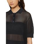 Closed Women's Black Short Sleeve Mesh Knit Collared Placket Polo Shirt Size‎ 24 Size 2 Photo 1