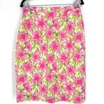 Talbots Vintage Womens Floral Pure Silk Lined Straight Pencil Skirt Pink Size 12 Photo 2