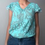 vintage blue mesh ruffle short sleeve shirt Size M Photo 0