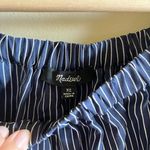 Madewell 100% Silk Balcony Off-the-Shoulder Top in Stripe Size XS Navy Blue Photo 2