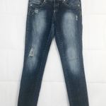 Zanadi 7 Embroidered Low Rise Dark Wash Jeans Size 7 Blue Photo 0