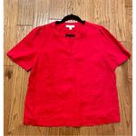 Charter Club  luxury 100% linen red notch neck top m Photo 4