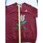 VTG Healthknit Flowers Floral Collar Grandma Burgundy‎ Sweatshirt Womens L Red Size L Photo 5