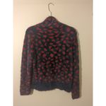 RTR Thakoon Navy Red Printed Fuzzy Mock Neck Pullover Sweater Sz Small soft Blue Photo 4