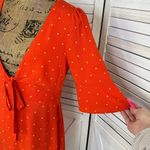 Free People All Yours Polkadot Flounce Sleeve Mini Dress Orange V Neck 4 Photo 6