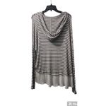 Hollister Striped Hooded Top Ruffle Hem Long Sleeve Casual Gray Size M Photo 1