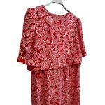 Vintage J.B. Too Short Sleeve Modest Dress Size: 14 Large Red & White Print Photo 2
