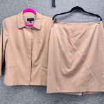 Talbots Skirt Suit Set Size 10 Blazer Jacket & Skirt Career Tan Cotton Blend Photo 0