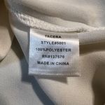 Tacera Womens Blouse Top Roll Tab Sleeves Zip Accent Ivory Light Beige Chiffon Photo 6