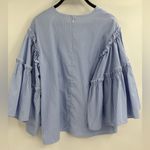 Women's DRA Blue White Stripes Long Sleeve bell Sleeves Blouse Shirt size xs Photo 8