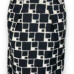 Banana Republic Skirt Cotton Silk Black White Abstract Blocks Pencil Pockets 4 Photo 0