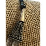 8 Strand Seed Bead Necklace Dichroic Glass Pendant Silver Tone Hematite Photo 3