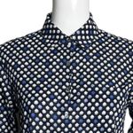 J.Crew Shirt Womens 4 Floral Popover Blouse Navy Blue White Flower Bud Print Photo 3