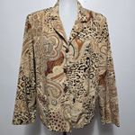 Vintage Kensington Square 80s L Brown Animal Print Paisley Blazer Chic Size L Photo 1