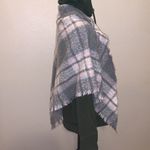 David & Young  plaid fringe wrap scarf shawl pink grey Photo 4