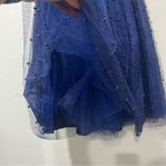 Little Mistress New MIDI Skirt Petite Blue Allover Pearl Embellished Full Size 0 Photo 7