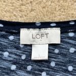 Loft Navy Blue & White Polka Dot Short Sleeve Cotton T Shirt - Size L - VGUC Photo 2