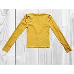 Urban Outfitters  Womens Small Long Sleeve Top Plunge V-Neck Petite Yellow Velour Photo 1
