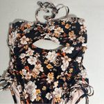 Shade & Shore Floral One Piece Swimsuit Halter Keyhole Bandeau Side-Cinch M Photo 4