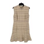 Ann Taylor  Tweed Mock Neck Flounce Dress Cream Black Size 8 NWT‎ Photo 1