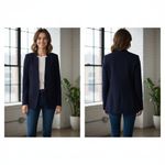 Banana Republic Blue Knit Sculpted Fit Stand Collar Blazer Jacket Womens Medium Photo 1